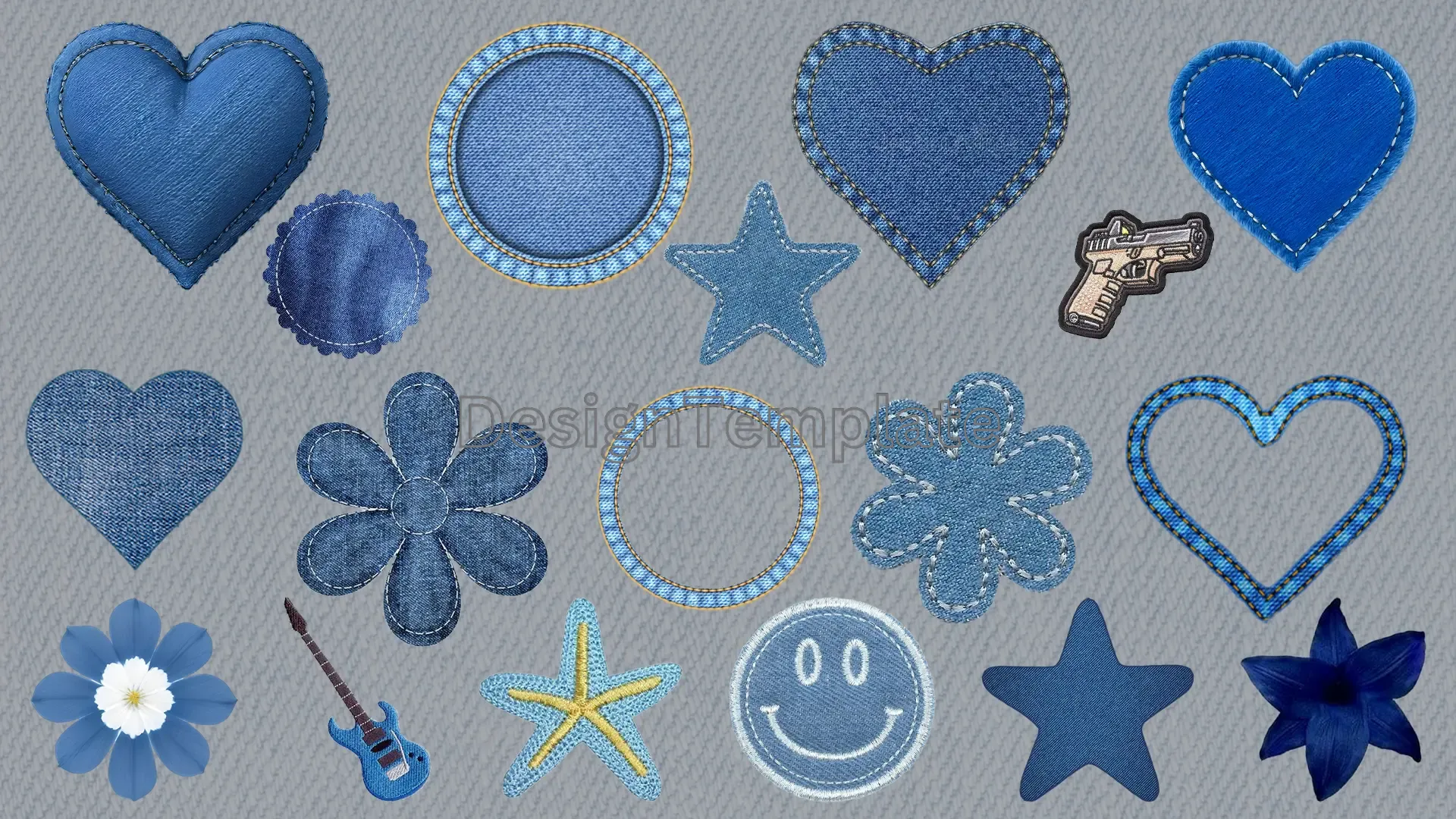 Stylish Jean Fabric Decor 3D Elements Pack image